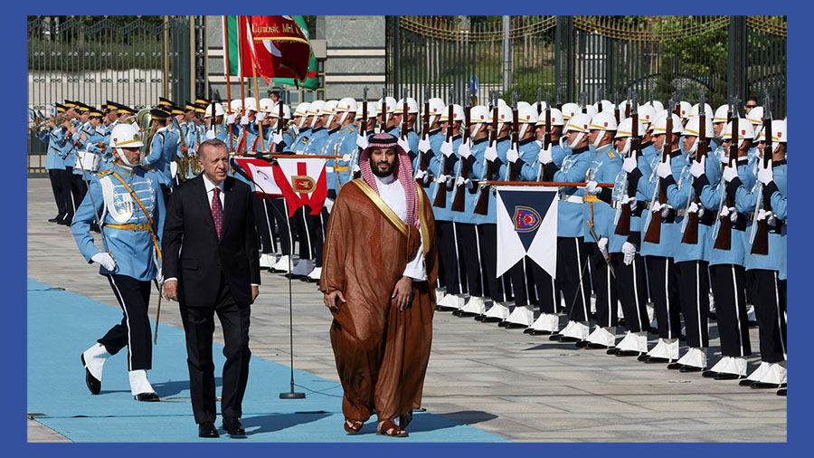 الرئيس أردوغان يستقبل ولي العهد السعودي بقصر الرئاسة في أنقرة